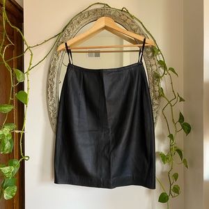Lord & Taylor black leather pencil skirt